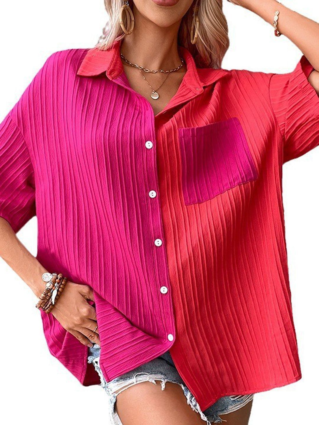 DressBerry Women Striped Extended Sleeves Shirt Style Top