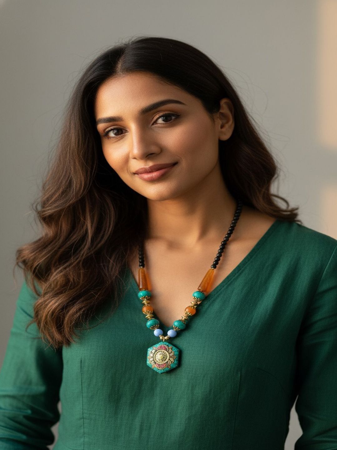 PANASH Gold-Plated Artificial Beaded Antique Necklace