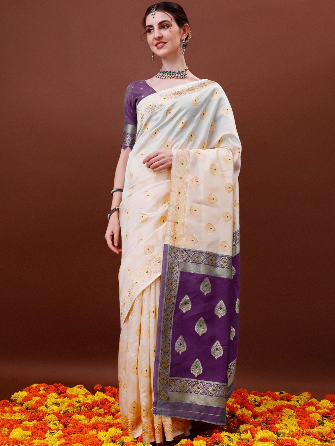 KALINI Woven Design Zari Banarasi Saree