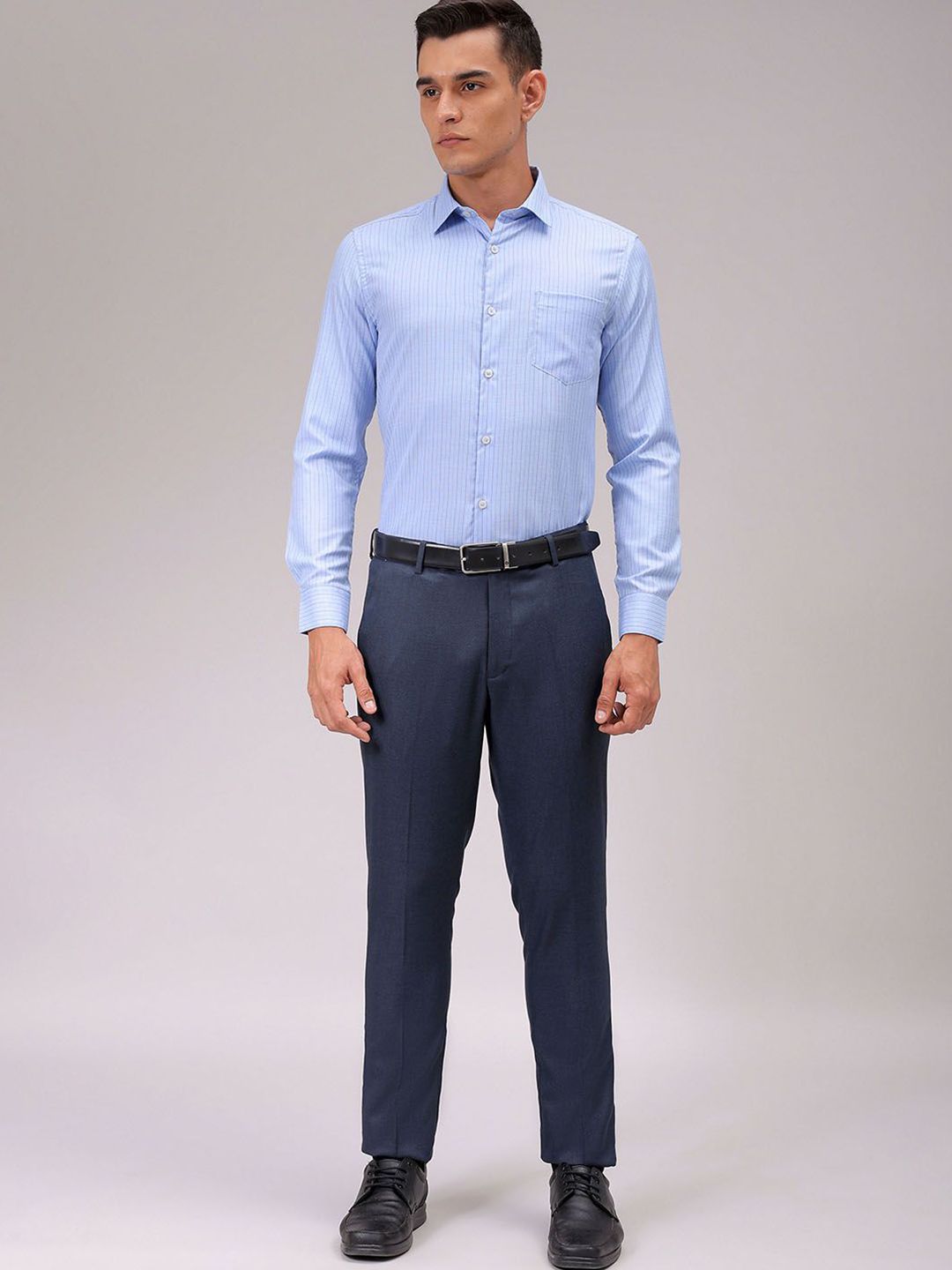 The Indian Garage Co. X Luxe Men Cutaway Collar Pinstripes Striped Slim Fit Formal Shirt