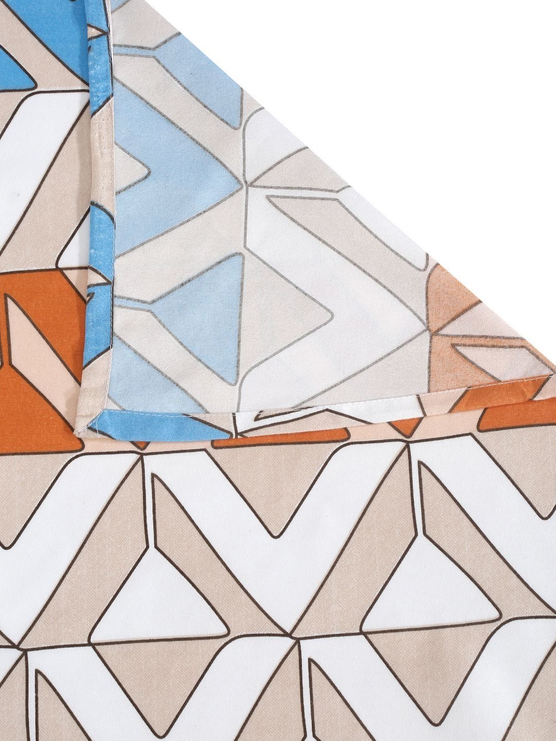Aura Peach Geometric Cotton 300 TC King Cadar Halus dengan 2 Sarung Bantal-98 x 89 inci