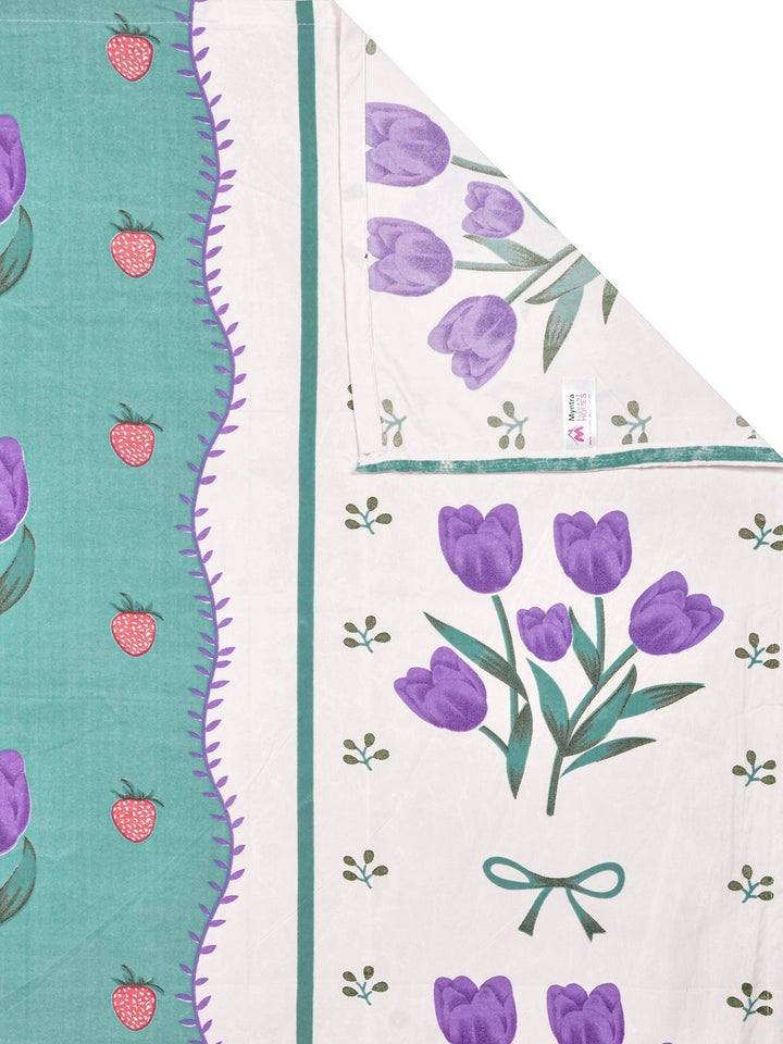 Myntra Elegant Homes Green Floral Polycotton 300 TC King Fine Bedsheet dengan 2 Sarung Bantal-98 x 89 inci