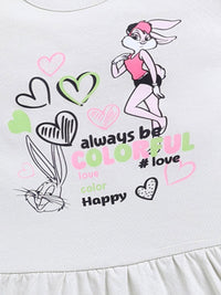 Happy Faces Girls Looney Tunes Print Pure Cotton Fit & Flare Dress