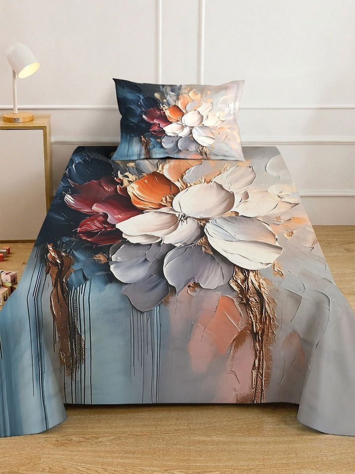 KLOTTHE Floral Dilengkapi 400 TC Single Cadar 7D dengan 1 Sarung Bantal