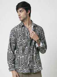 VASTRADO Men Classic Spread Collar Abstract Printed Slim Fit Casual Shirt