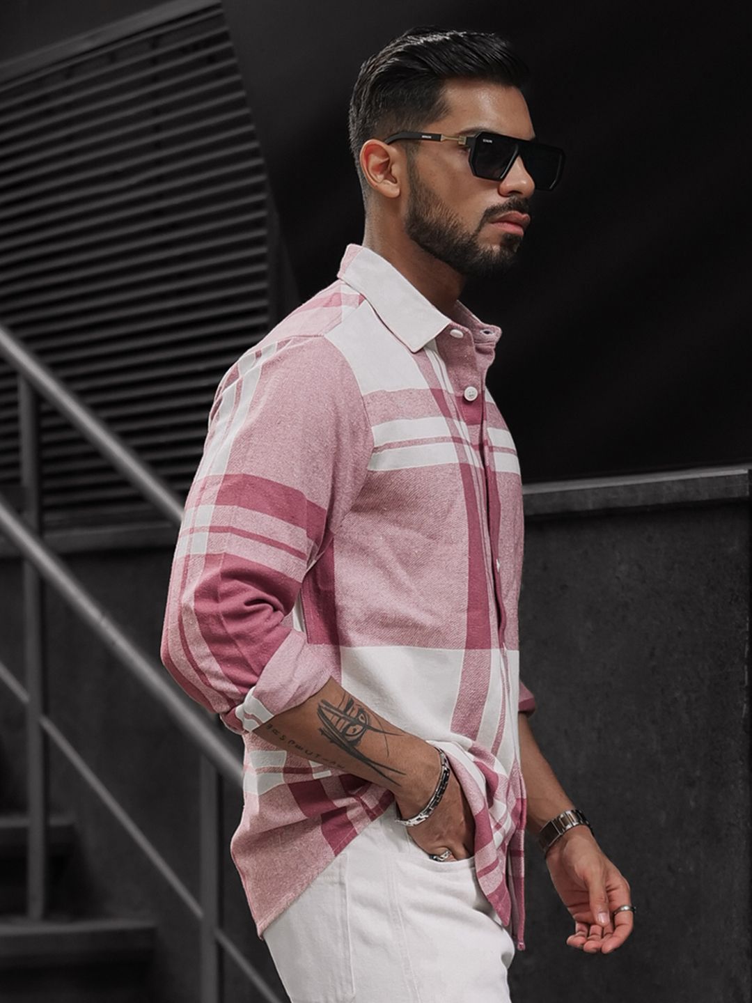 Powerlook Men Spread Collar Tartan Checked Casual Shirt