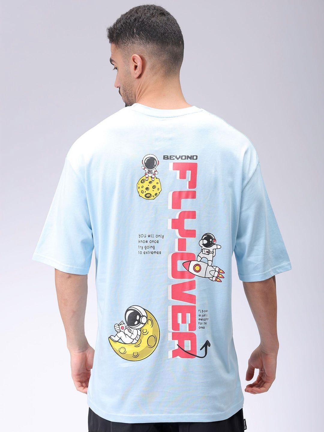 The Indian Garage Co Men Typography Printed Round Neck Pure Cotton Oversized T-shirt