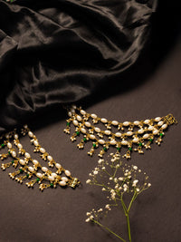 PANASH Gold-Plated Pearls Beaded Contemporary Ear Chain