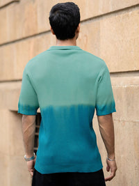 Powerlook Men Aqua Blue Ombre T-Shirt