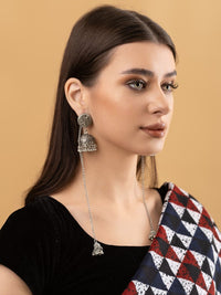 PANASH Kubah Bersalut Perak Jhumkas Rantai Tradisional Berbentuk Oksida