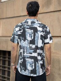 Powerlook Men Regular Fit Abstract Printed Cuban Collar Casual Shirt