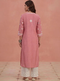 House of Chikankari Women Embroidered Chikankari Chanderi Silk Kurta