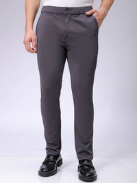 The Indian Garage Co. X Luxe Men Textured Slim Fit Mid-Rise Trousers