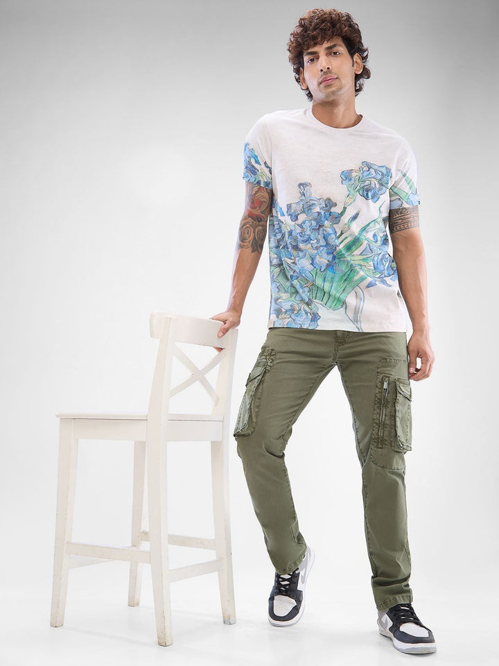 SPYKAR Men Floral Printed Round Neck Cotton T-shirt