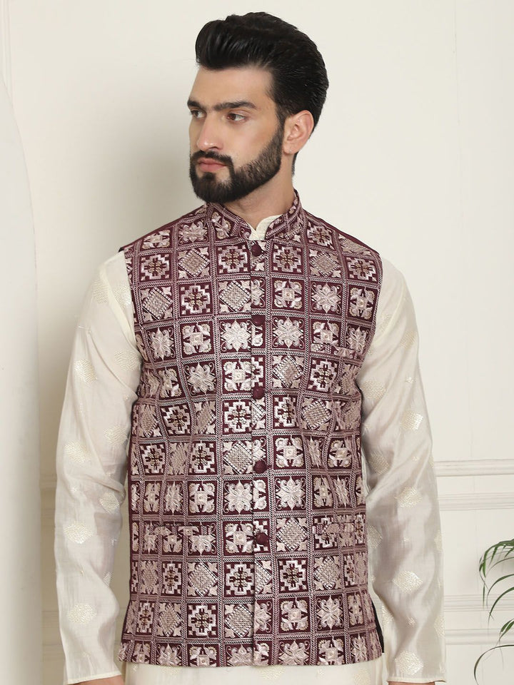 SOJANYA LUXE Jaket Nehru Kolar Mandarin Sulam Lelaki