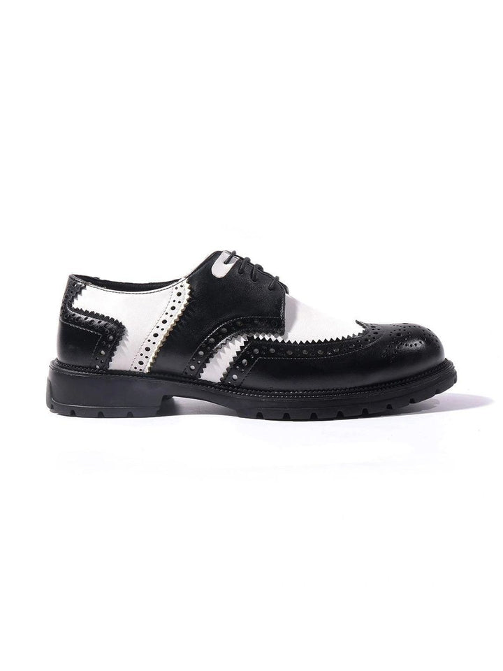 MONKSTORY Black & White Atelier 1900 Wingtip Bicolor Lace-Ups Brogues
