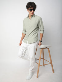VASTRADO Men Classic Cutaway Collar Textured Slim Fit Casual Shirt