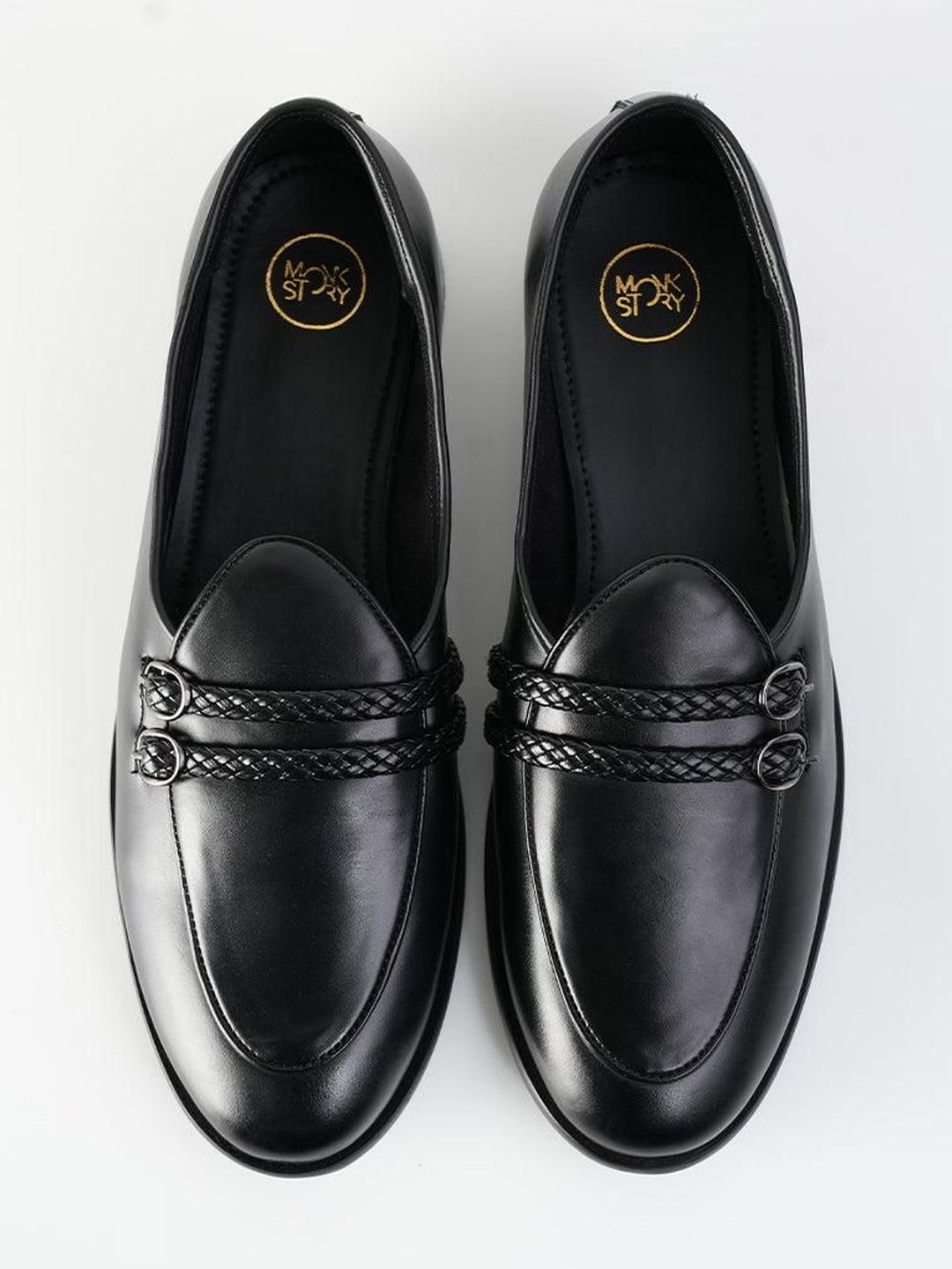 MONKSTORY Men Twin Braided-Bit Loafers