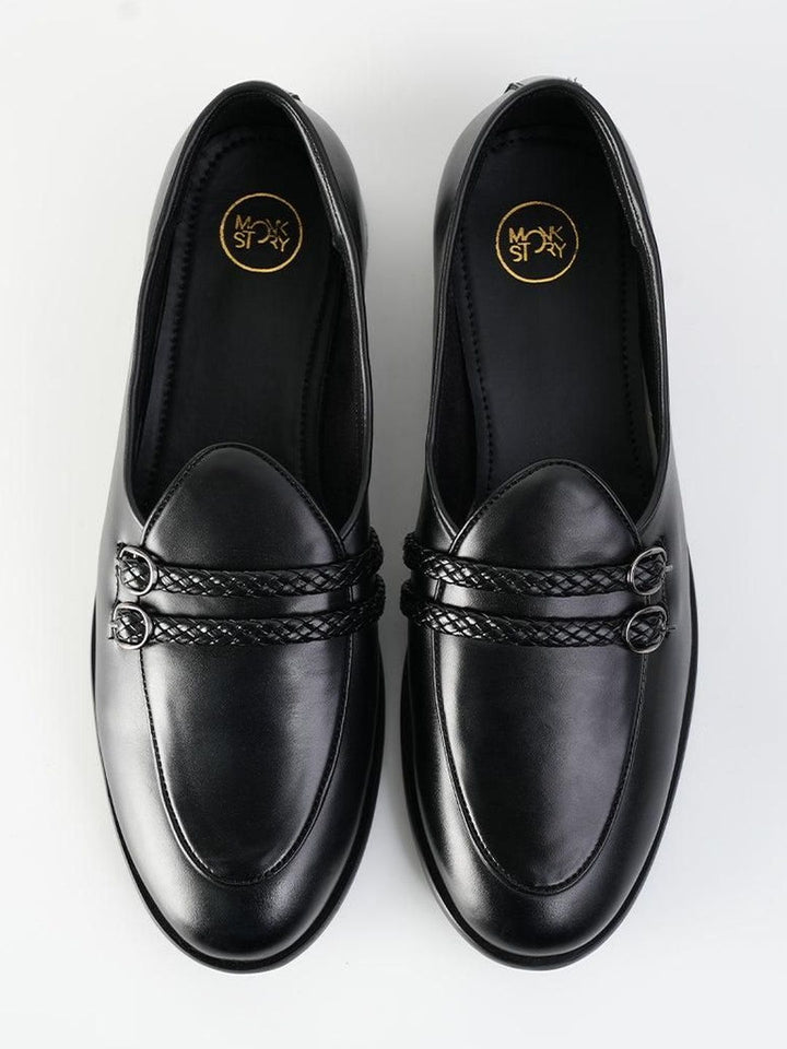 MONKSTORY Men Twin Braided-Bit Loafers