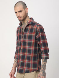 VASTRADO Men Classic Slim Fit Opaque Checked Casual Shirt