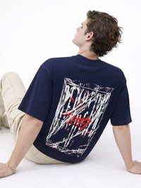 ADRO Graphic Printed Drop-Shoulder Sleeves Cotton T-shirt