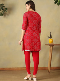 Mamicha Women Ethnic Motifs Printed Regular Thread Work Kurti with Dhoti Pants