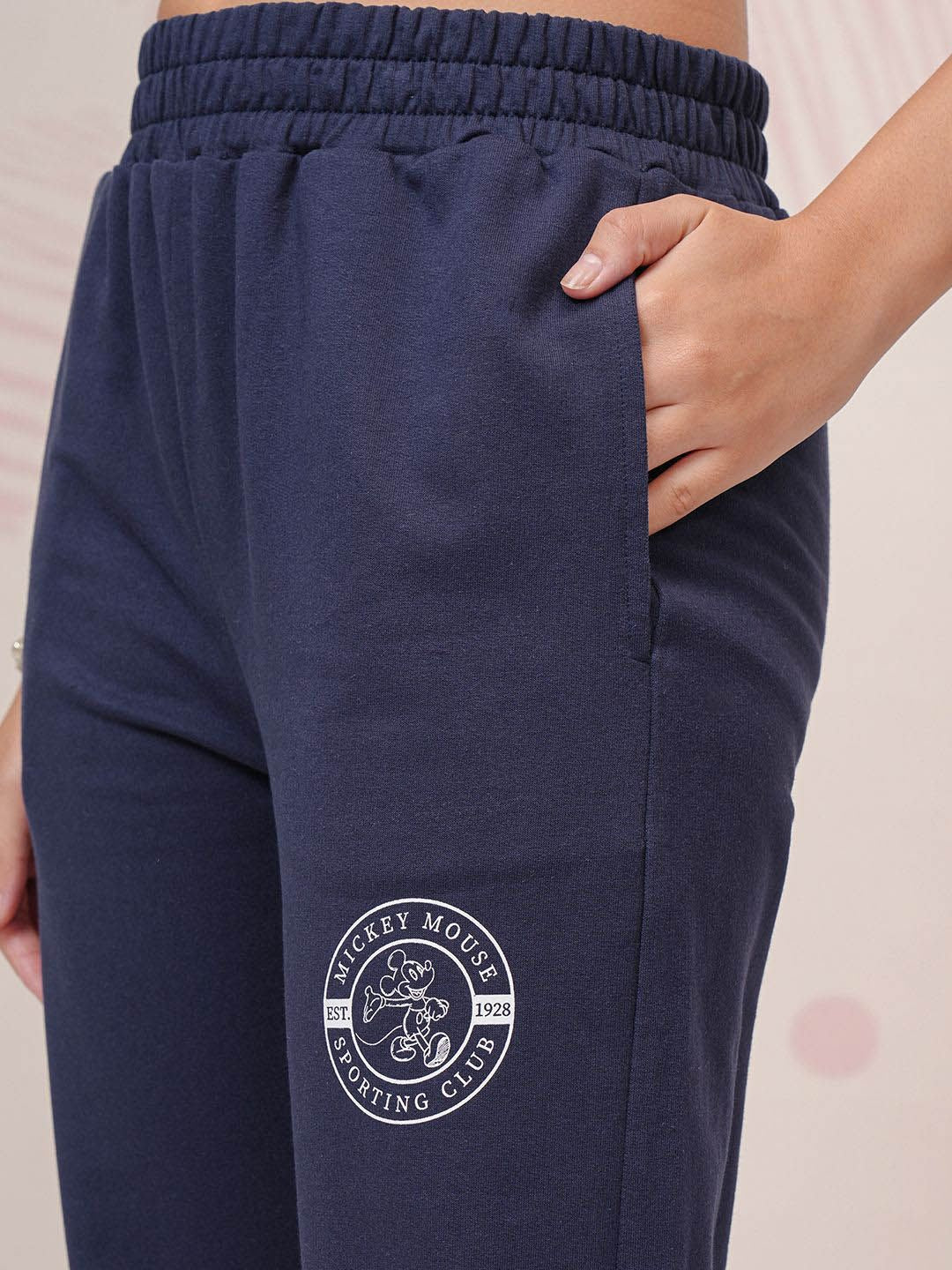 Tokyo Talkies White Disney Mickey Mouse Printed Round Neck T Shirt & Jogger