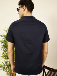 Thomas Scott Men Solid Mandarin Collar Cotton T-Shirt