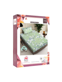 Myntra Elegant Homes Sea Green & White Floral 400 TC Cadar Tempat Tidur Single dengan 1 Sarung Bantal