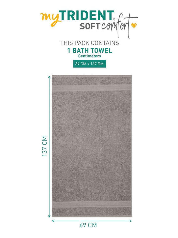 MYTRIDENT Charcoal Cotton 500 GSM Bath Towel