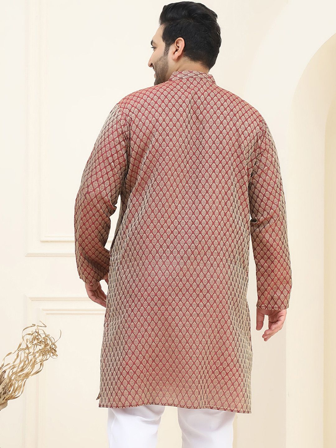 SOJANYA PLUS Plus Size Ethnic Motifs Woven Design Straight Kurta