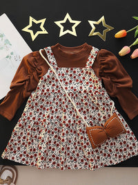 YK Girls Floral Printed Pinafore Dress