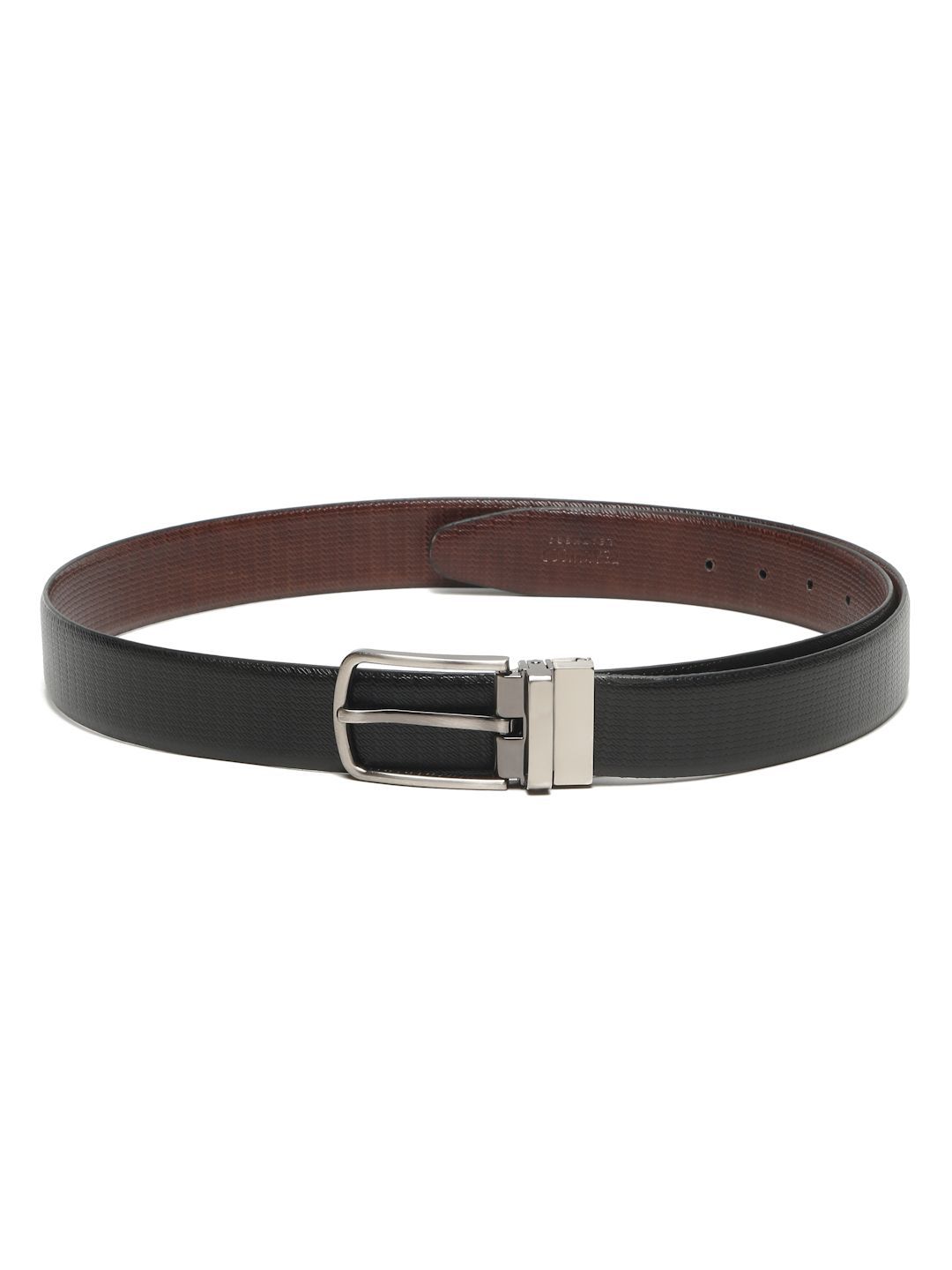 Teakwood Leathers Men Textured Leather Reversible Formal Belt