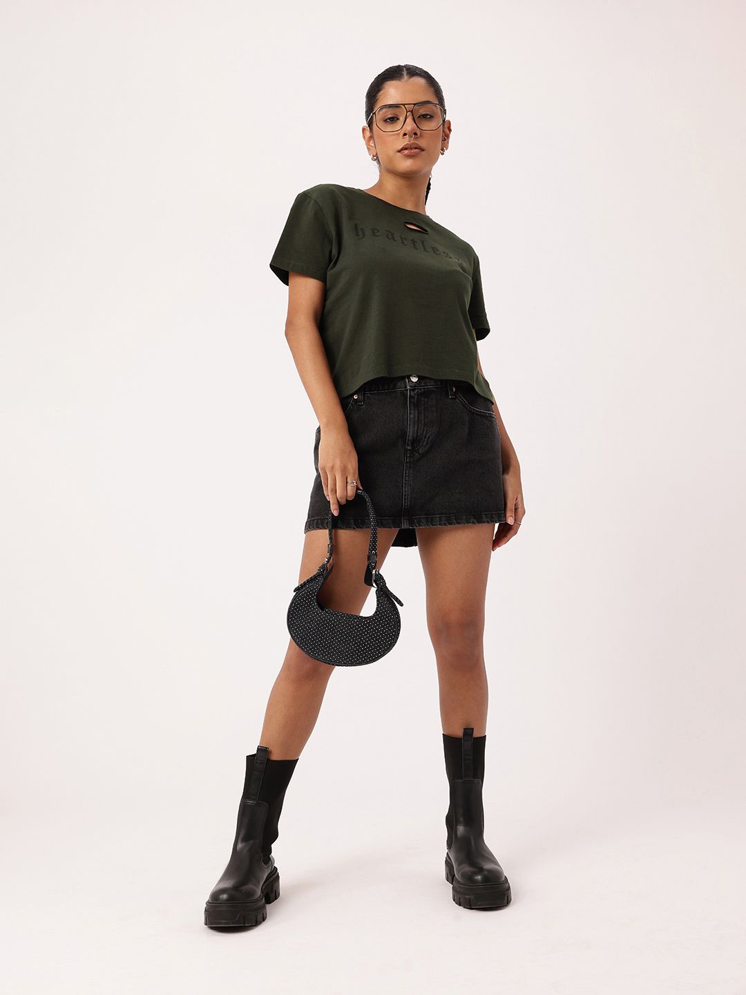 DressBerry Cut Out Printed Relaxed Fit T-shirt