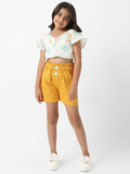 Nauti Nati Girls Floral Printed V-Neck Top With Shorts