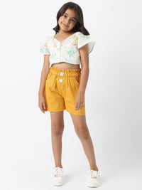 Nauti Nati Girls Floral Printed V-Neck Top With Shorts