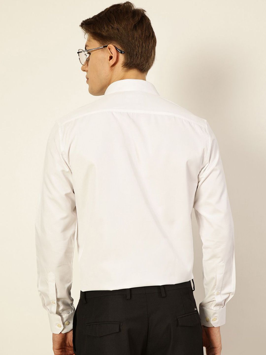 Thomas Scott Men Smart Cutaway Collar Solid Cotton Formal Shirt