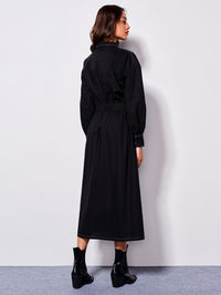 AND Pure Cotton Cuffed Sleeves Shirt Midi Dress