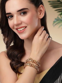 KARATCART Set Of 2 Gold-Plated Kundan-Studded Bangles