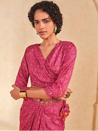 Global Desi Printed Top & Drape Skirt