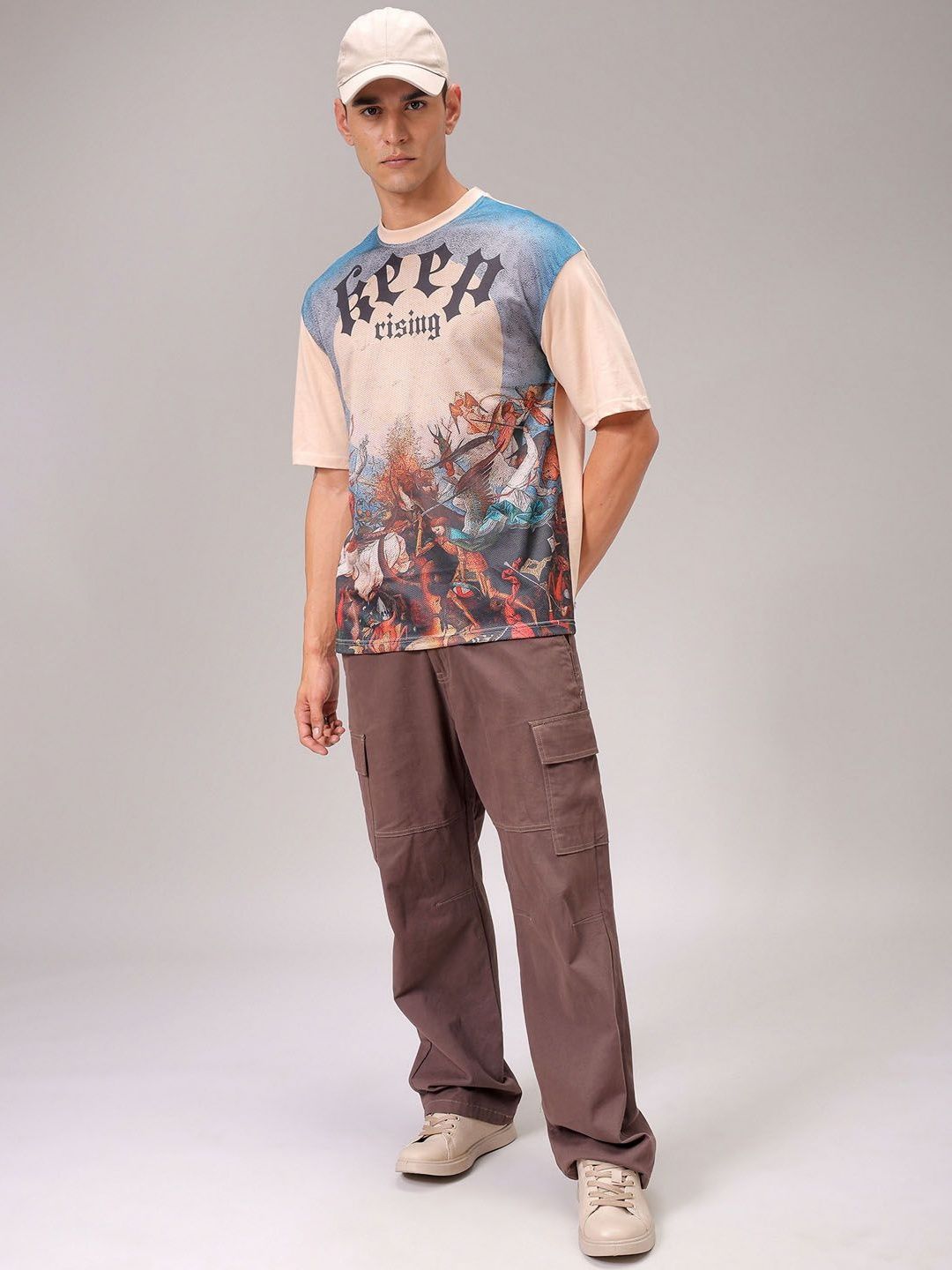 The Indian Garage Co Men Graphic Printed Round Neck Cotton Boxy T-shirt