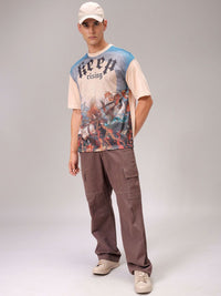 The Indian Garage Co Men Graphic Printed Round Neck Cotton Boxy T-shirt