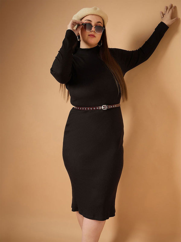 SASSAFRAS Curve Bodycon Midi Dress