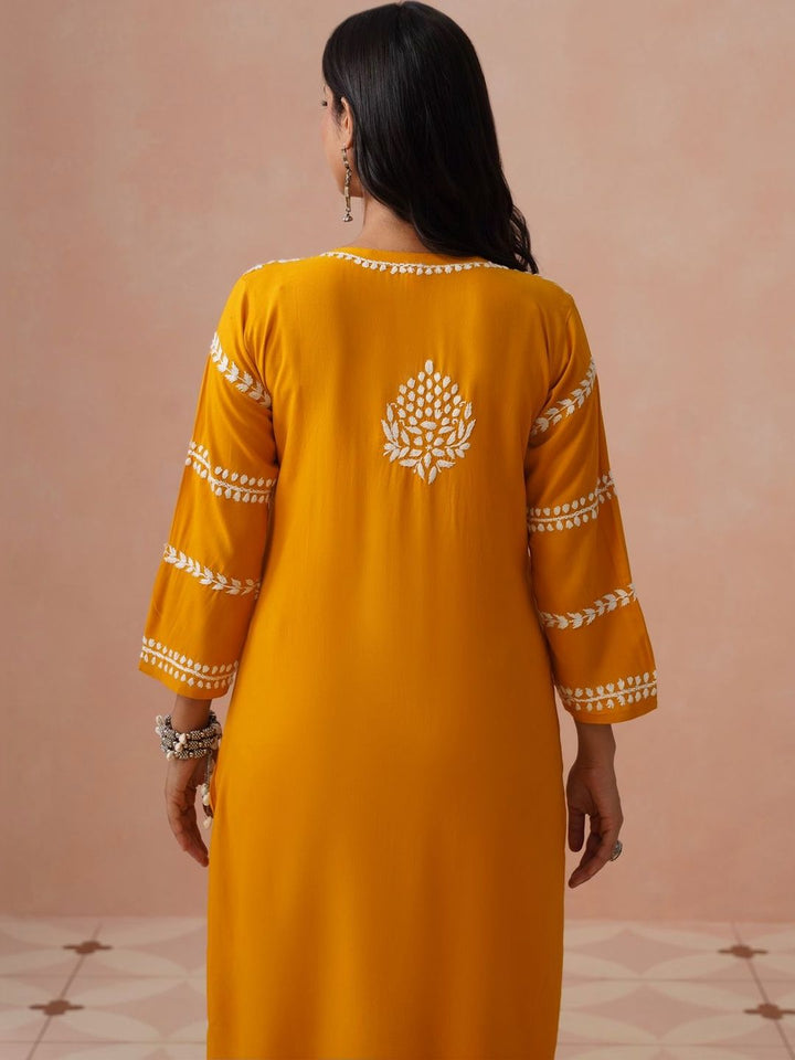 Rumah Wanita Chikankari Motif Etnik Bersulam Chikankari Cetakan Indie Kurta
