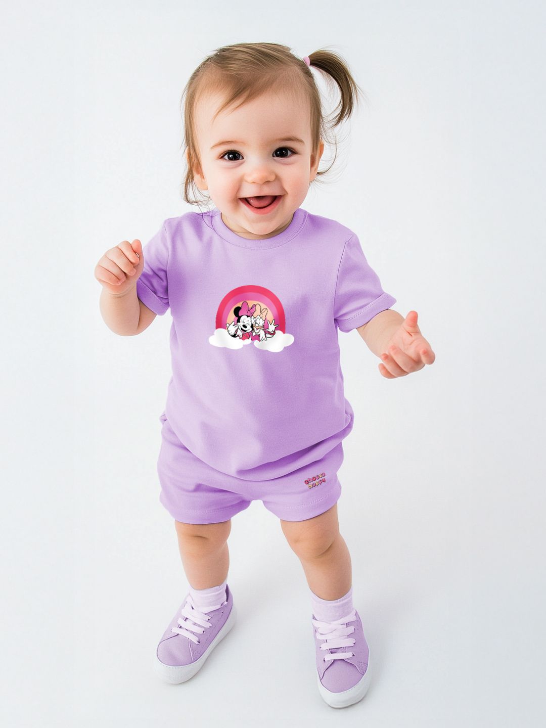 NautiNati Disney Girls Cotton Minnie & Daisy Printed Set of T-shirt and Shorts