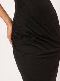 DressBerry Sweet & Spicy One-Shoulder Layered Front-Slit Maxi Dress