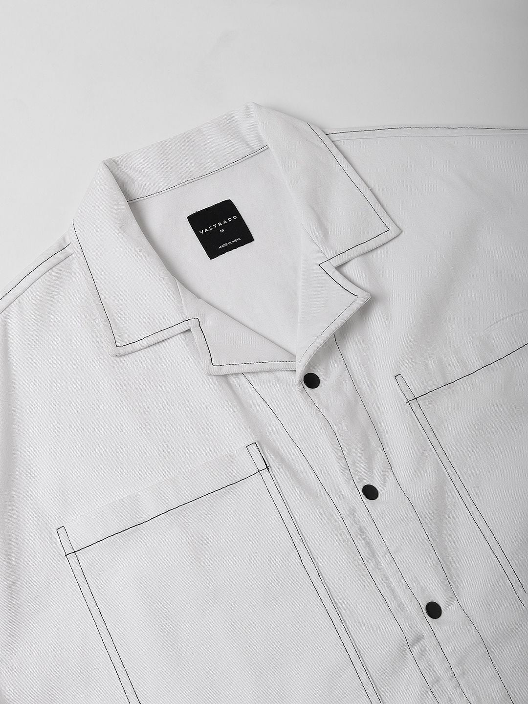 VASTRADO Men Classic Cuban Collar Solid Cotton Oversized Casual Shirt