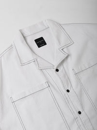 VASTRADO Men Classic Cuban Collar Solid Cotton Oversized Casual Shirt