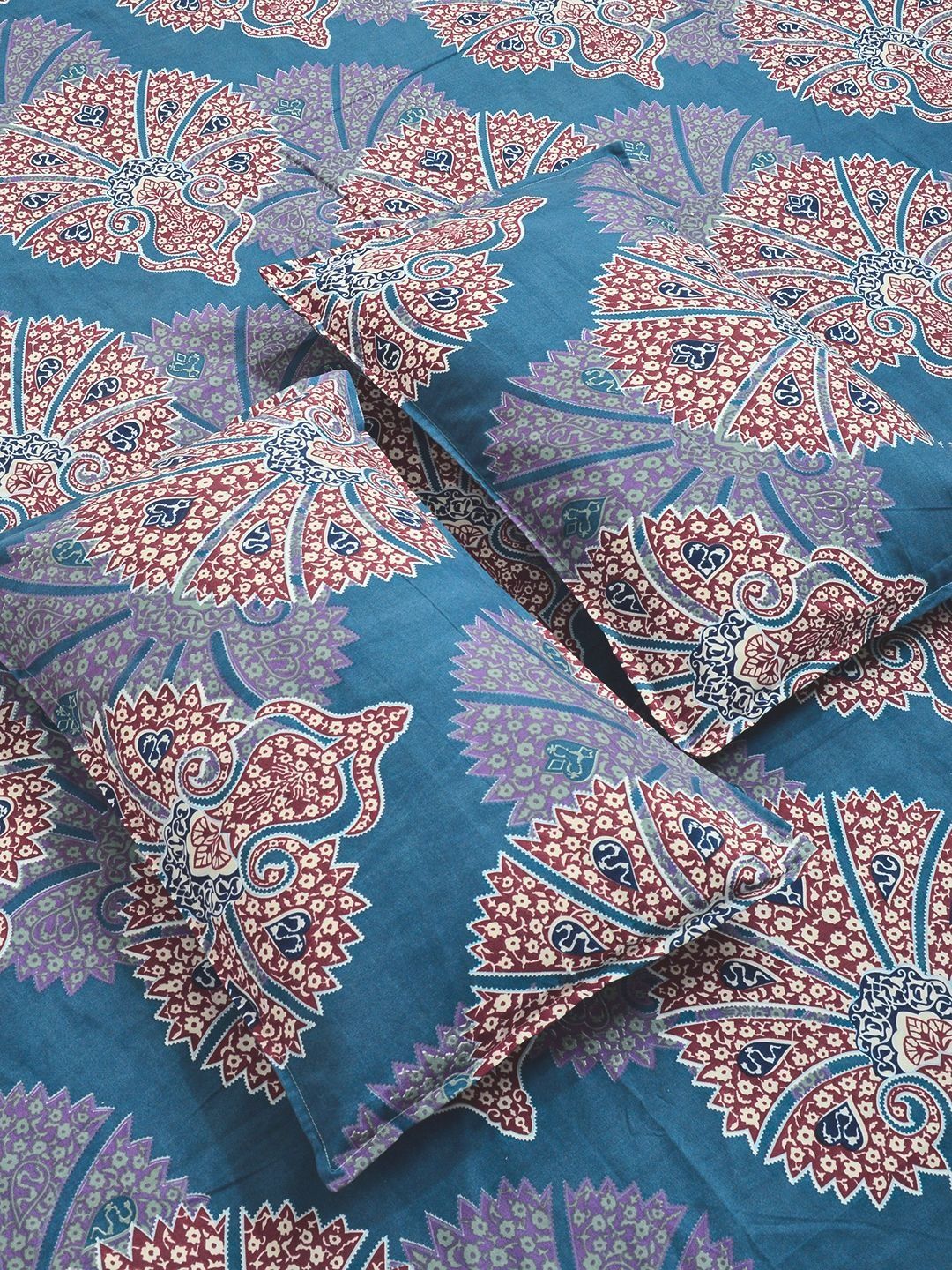 KLOTTHE Motif Etnik Biru 300 TC Cadar Super King Halus
