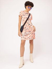 DressBerry Pretty in Pastel Floral Print Satin Finish Sheath Dress